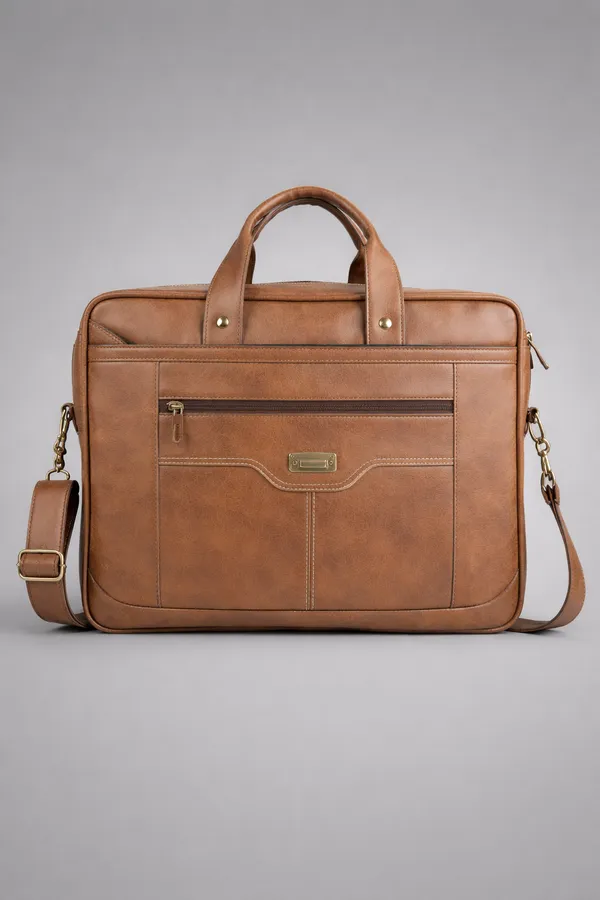 Tan_Synthetic_Leather_Casual_Office_Laptop15.6_Inch/College/Daytrip/Business_Briefcase_Water_Resistant_Shoulder_Crossbody_Messenger_Bag_For_Unisex
