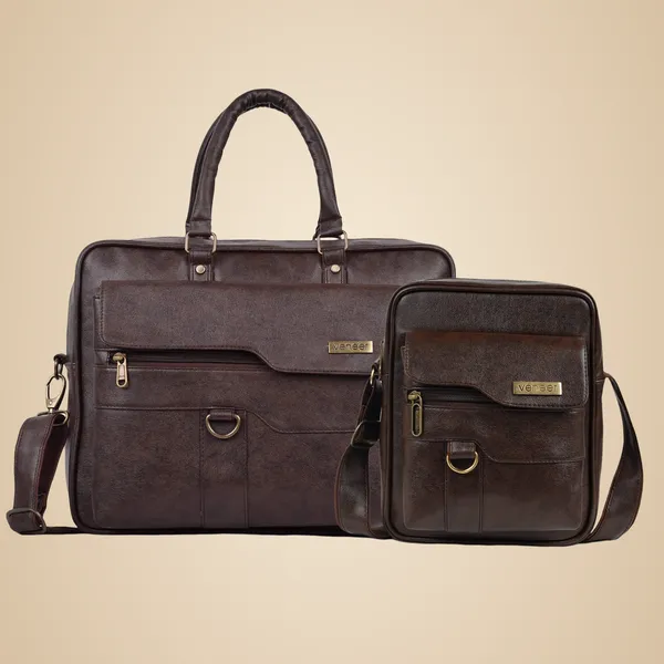 Premium_Brown_Vegan_Leather_Laptop_Messenger_Set_–_2-Piece_Office_&_Travel_Bags