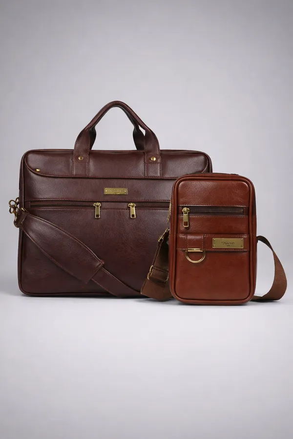 Brown_Premium_Vegan_Leather_15.6_Inch_Laptop_Messenger_Office_Bag_With_Crossbody_Slingbag_Business_Briefcase_For_Men_(Pack_Of-02)