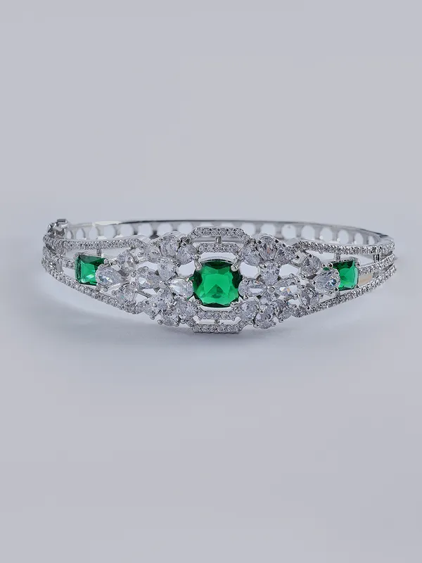 Green_Brass__Silver_Plated_Handcrafted_Water_Resistance_CZ_Stone__Bracelet_For_Women
