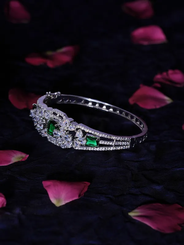 Green_Brass__Silver_Plated_Handcrafted_Water_Resistance_CZ_Stone__Bracelet_For_Women