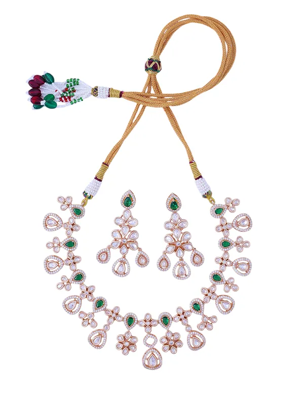 White_Brass_Kundan_Rose_Gold__Handcrafted_Water_Resistance_CZ_Stone__Necklace_For_Women