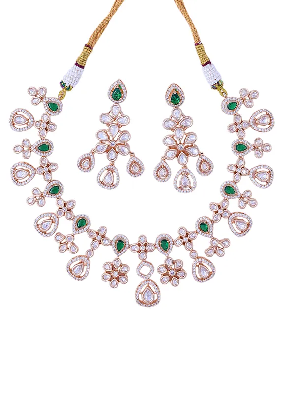 White_Brass_Kundan_Rose_Gold__Handcrafted_Water_Resistance_CZ_Stone__Necklace_For_Women