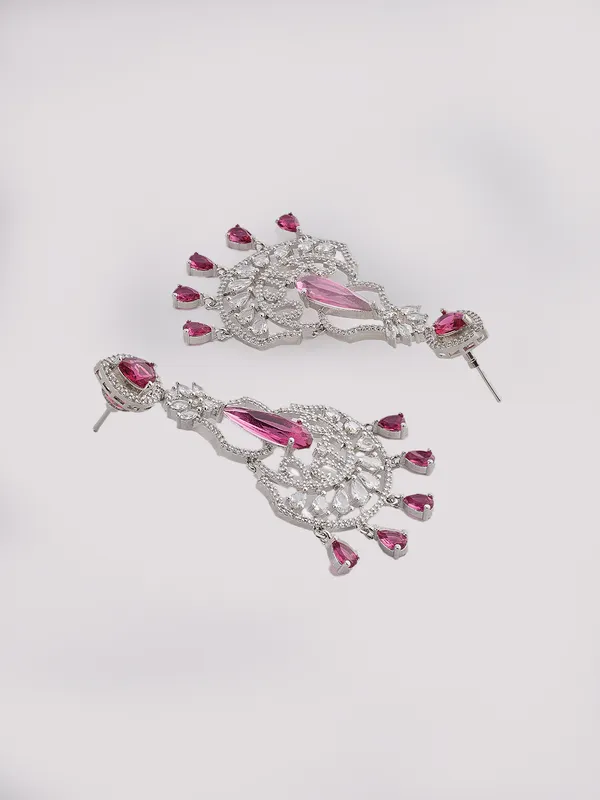 Hydro_Red_Brass__Silver_Plated_Handcrafted_Water_Resistance_CZ_Stone__Earrings_For_Women
