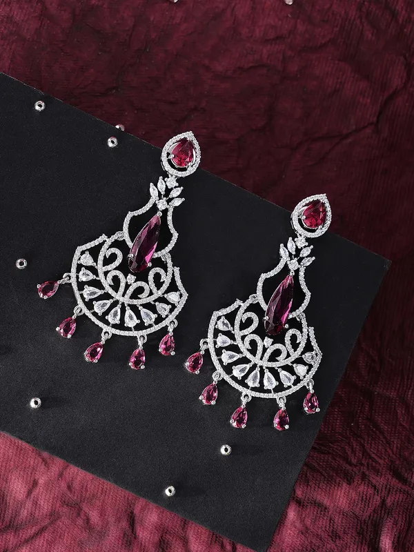 Hydro_Red_Brass__Silver_Plated_Handcrafted_Water_Resistance_CZ_Stone__Earrings_For_Women