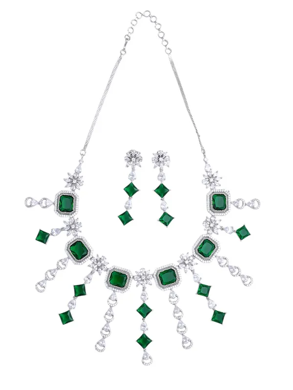Green_Brass_Silver_Plated_Handcrafted_Water_Resistance_CZ_Stone__Necklace__Set_For_Women