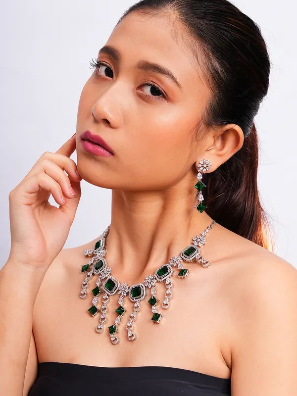 Green_Brass_Silver_Plated_Handcrafted_Water_Resistance_CZ_Stone__Necklace__Set_For_Women