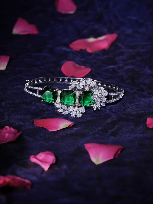 Green_Brass__Silver_Plated_Handcrafted_Water_Resistance_CZ_Stone__Bracelet_For_Women