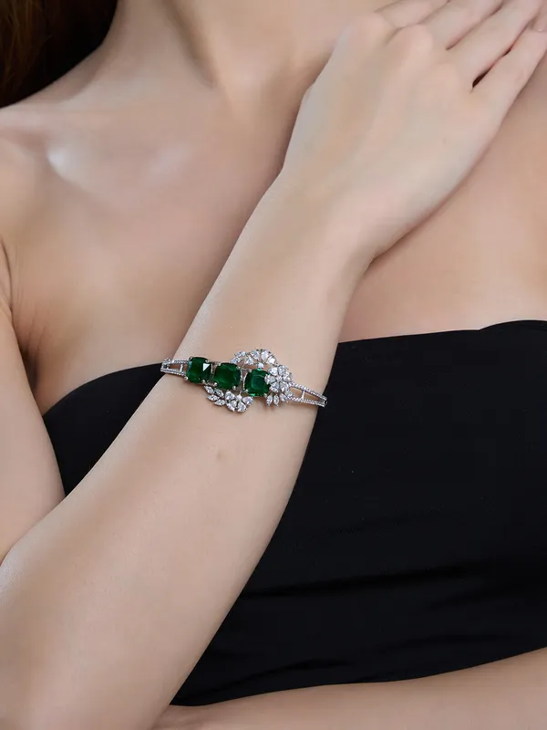 Green_Brass__Silver_Plated_Handcrafted_Water_Resistance_CZ_Stone__Bracelet_For_Women
