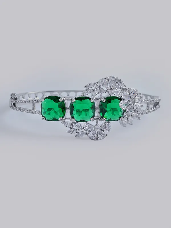 Green_Brass__Silver_Plated_Handcrafted_Water_Resistance_CZ_Stone__Bracelet_For_Women