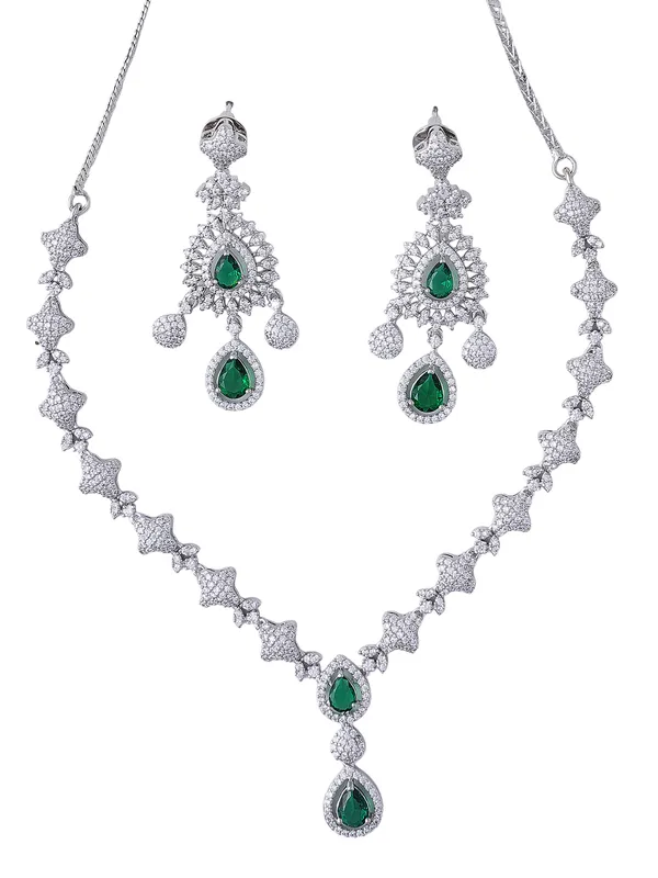 Green_Brass__Silver_Plated_Handcrafted_Water_Resistance_CZ_Stone__Necklace__Set_For_Women