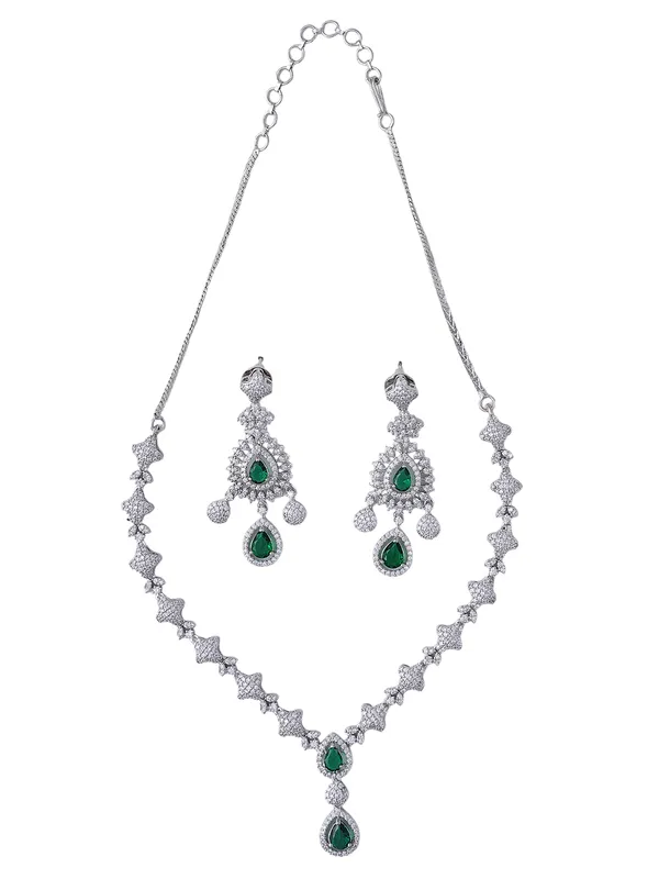 Green_Brass__Silver_Plated_Handcrafted_Water_Resistance_CZ_Stone__Necklace__Set_For_Women
