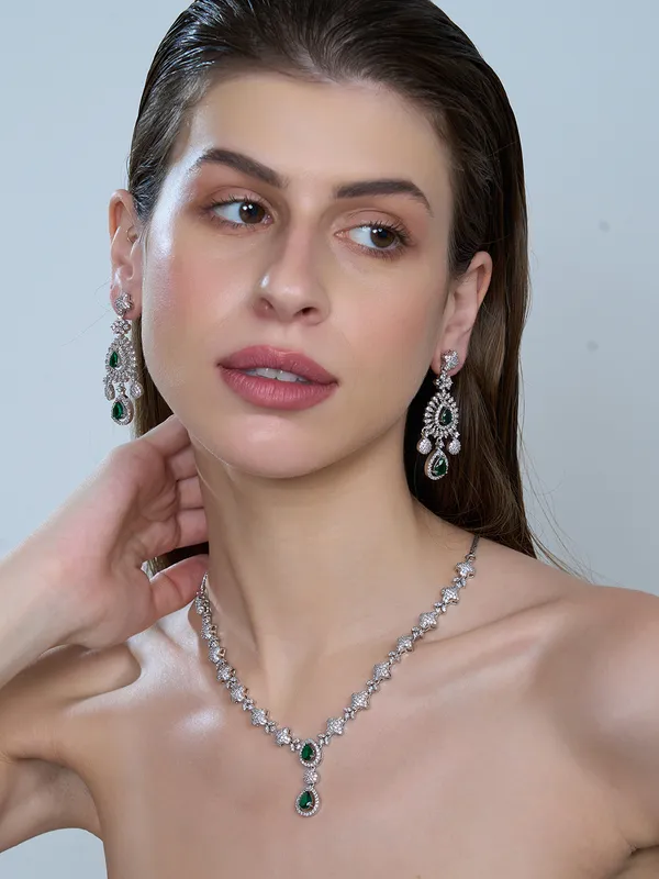 Green_Brass__Silver_Plated_Handcrafted_Water_Resistance_CZ_Stone__Necklace__Set_For_Women