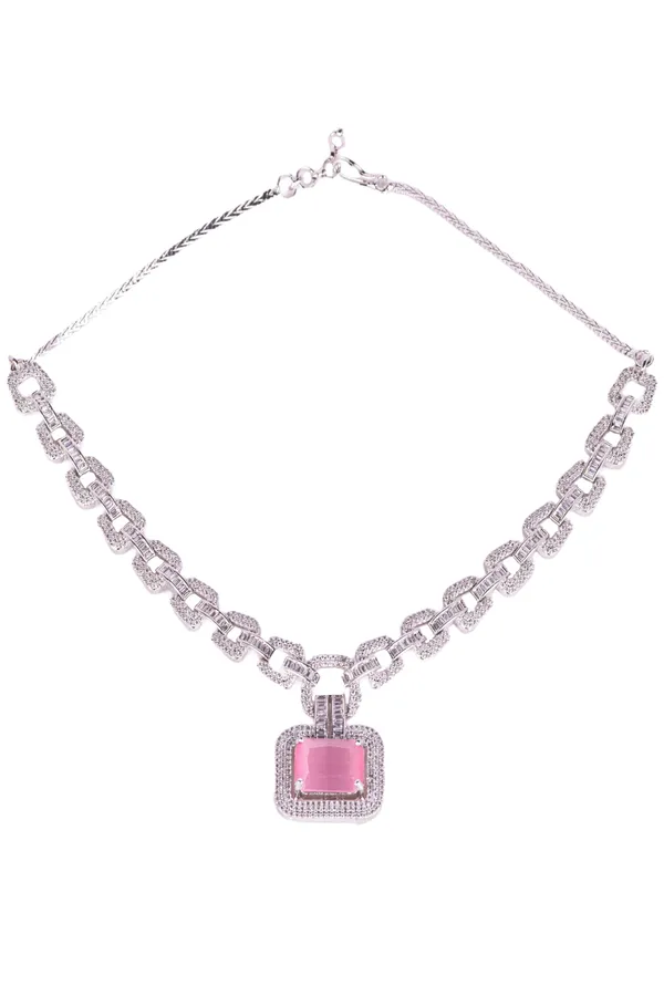 Monalisa_Pink_Brass_Silver_Plated_Handcrafted_Water_Resistance_CZ_Stone__Necklace__Set_For_Women