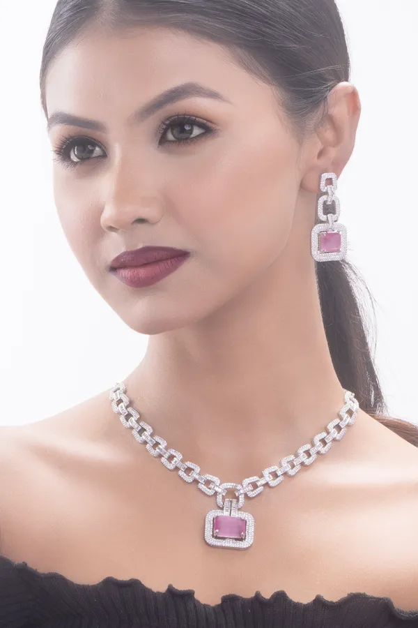 Monalisa_Pink_Brass_Silver_Plated_Handcrafted_Water_Resistance_CZ_Stone__Necklace__Set_For_Women
