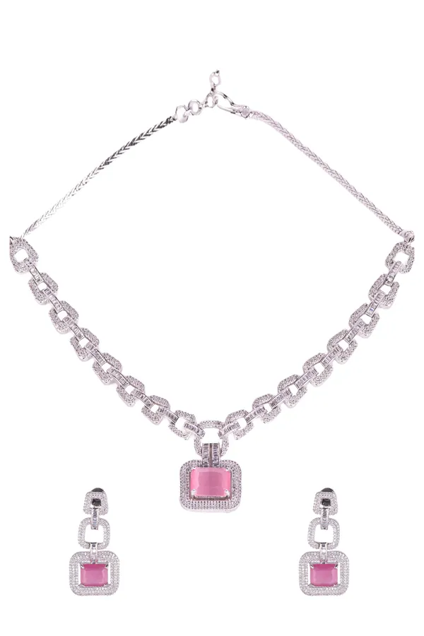 Monalisa_Pink_Brass_Silver_Plated_Handcrafted_Water_Resistance_CZ_Stone__Necklace__Set_For_Women