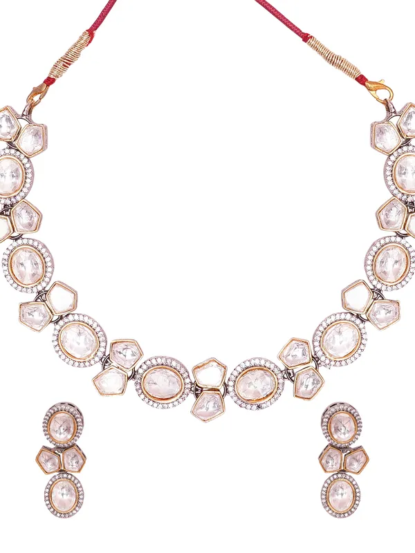 White_Brass_Kundan_Gold_Plated_Handcrafted_Water_Resistance_CZ_Stone__Necklace__Set_For_Women
