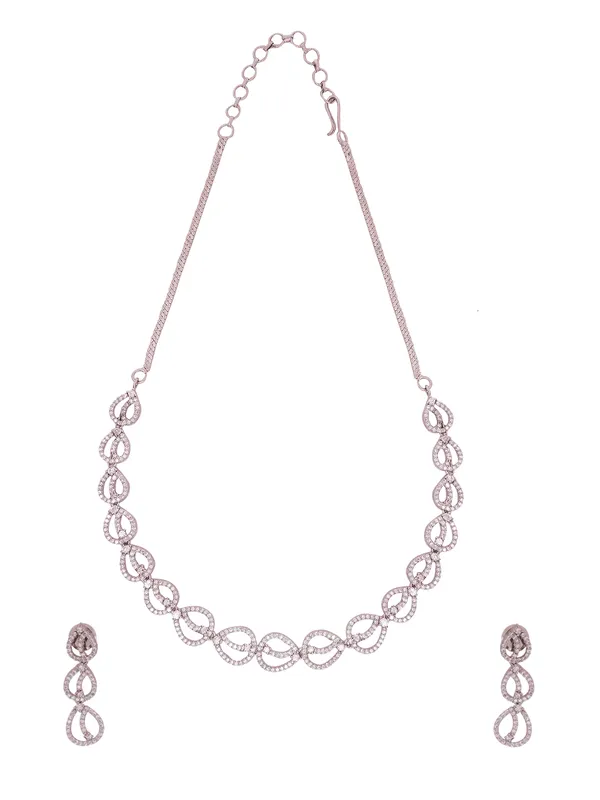 White_Brass_Silver_Plated_Handcrafted_Water_Resistance_CZ_Stone__Necklace__Set_For_Women