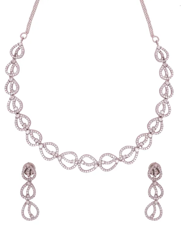 White_Brass_Silver_Plated_Handcrafted_Water_Resistance_CZ_Stone__Necklace__Set_For_Women
