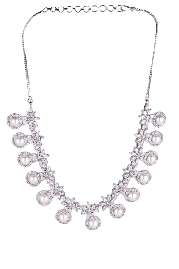 White_Brass__Silver_Plated_Handcrafted_Water_Resistance_CZ_Stone__Necklace__Set_For_Women