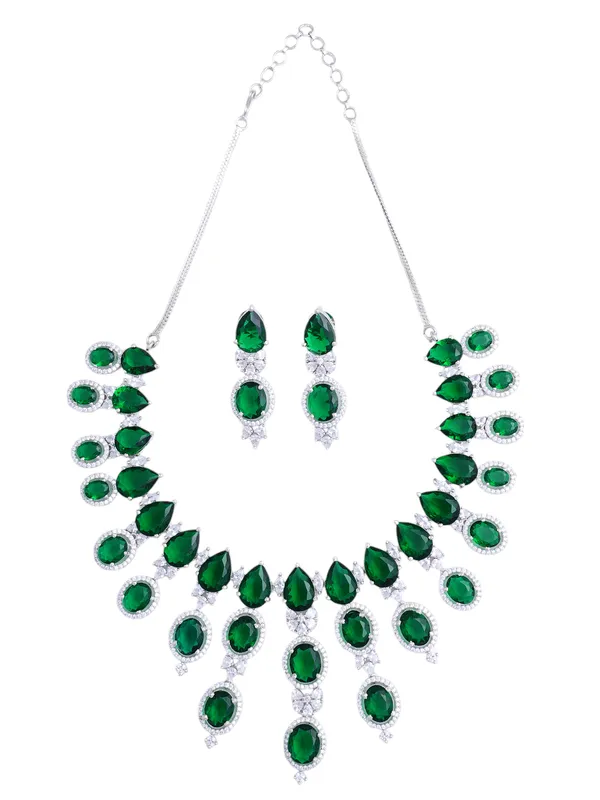 Green_Brass__Silver_Plated_Handcrafted_Water_Resistance_CZ_Stone__Necklace__Set_For_Women