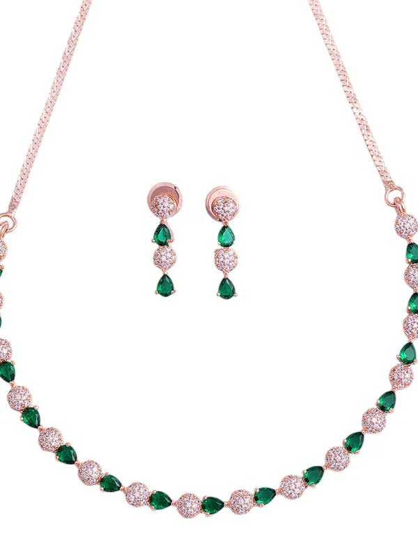 Green_Brass_Rose_Gold__Handcrafted_Water_Resistance_CZ_Stone__Necklace__Set_For_Women