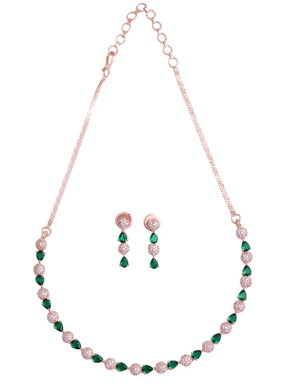 Green_Brass_Rose_Gold__Handcrafted_Water_Resistance_CZ_Stone__Necklace__Set_For_Women