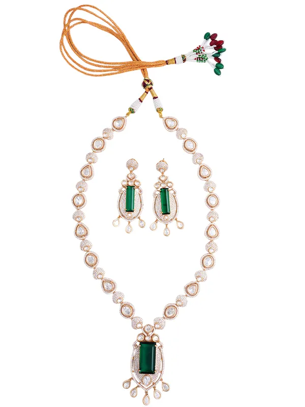 Green_Brass_Kundan_Rose_Gold__Handcrafted_Water_Resistance_CZ_Stone__Necklace_For_Women