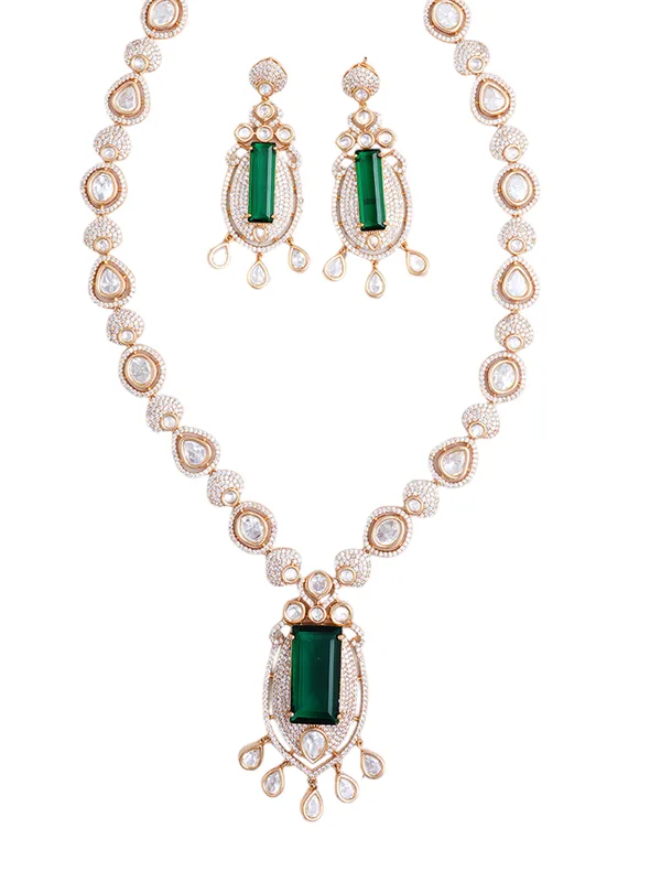 Green_Brass_Kundan_Rose_Gold__Handcrafted_Water_Resistance_CZ_Stone__Necklace_For_Women