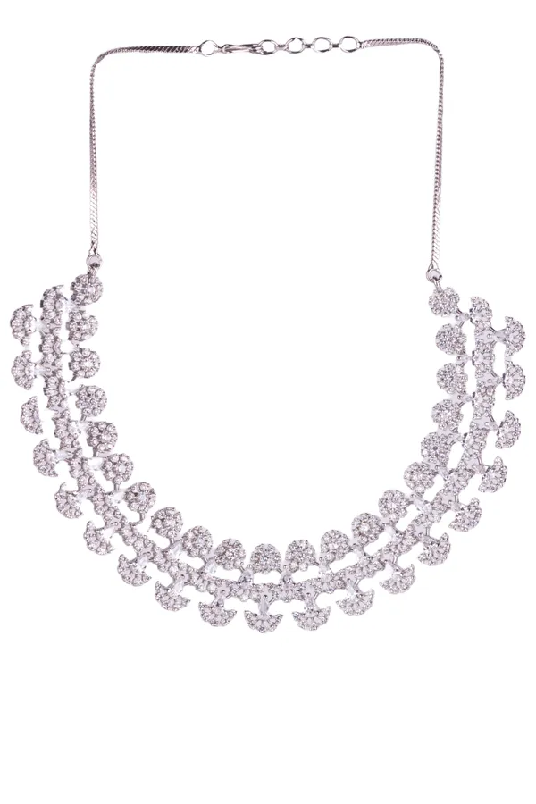 White_Brass_Silver_Plated_Handcrafted_Water_Resistance_CZ_Stone__Necklace__Set_For_Women