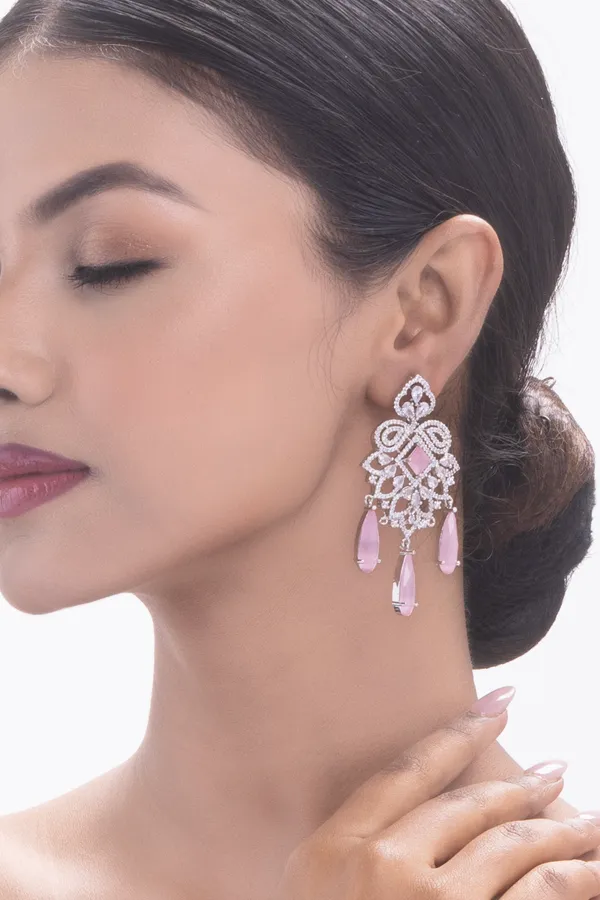 Monalisa_Pink_Brass__Silver_Plated_Handcrafted_Water_Resistance_CZ_Stone__Earrings_For_Women
