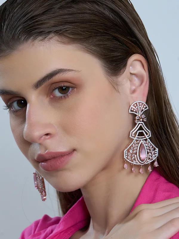 Pink_Brass__Rose_Gold__Handcrafted_Water_Resistance_CZ_Stone__Earrings_For_Women
