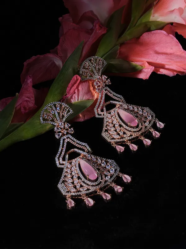 Pink_Brass__Rose_Gold__Handcrafted_Water_Resistance_CZ_Stone__Earrings_For_Women