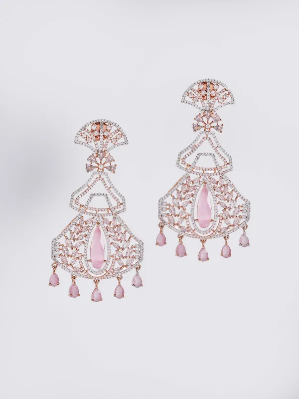 Pink_Brass__Rose_Gold__Handcrafted_Water_Resistance_CZ_Stone__Earrings_For_Women