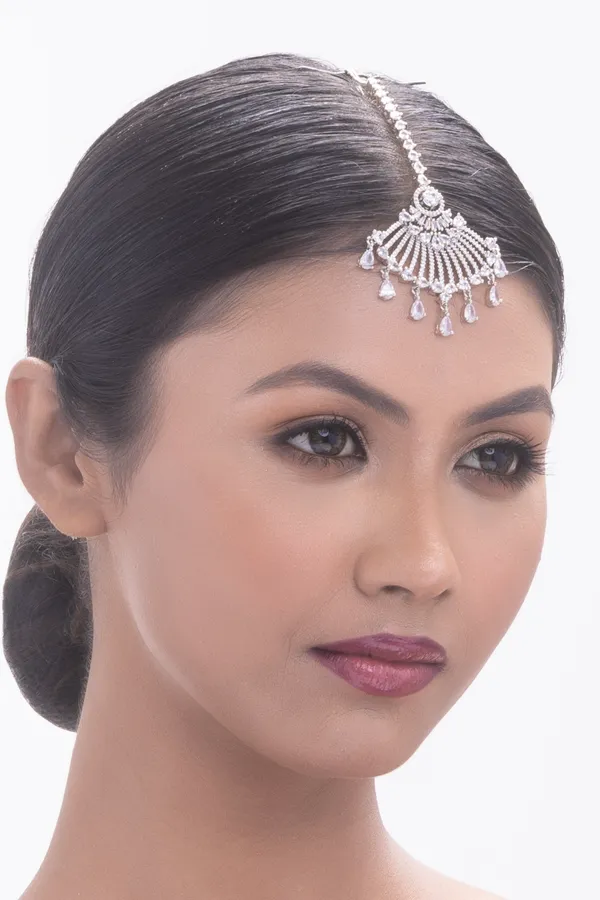 White_Brass_Silver_Plated_Handcrafted_Water_Resistance_CZ_Stone__Tika_For_Women