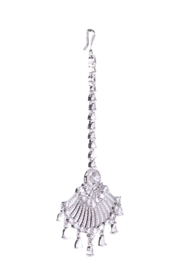 White_Brass_Silver_Plated_Handcrafted_Water_Resistance_CZ_Stone__Tika_For_Women