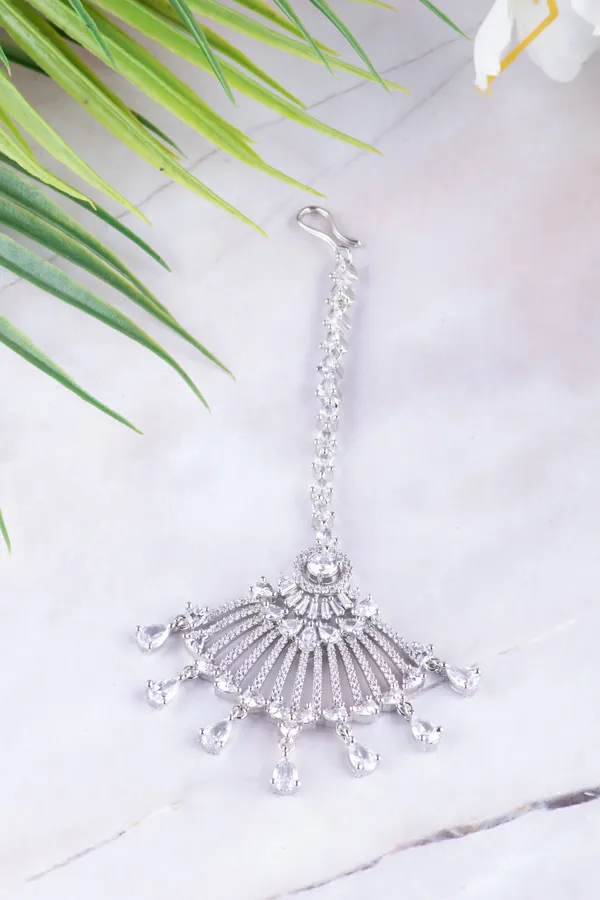White_Brass_Silver_Plated_Handcrafted_Water_Resistance_CZ_Stone__Tika_For_Women