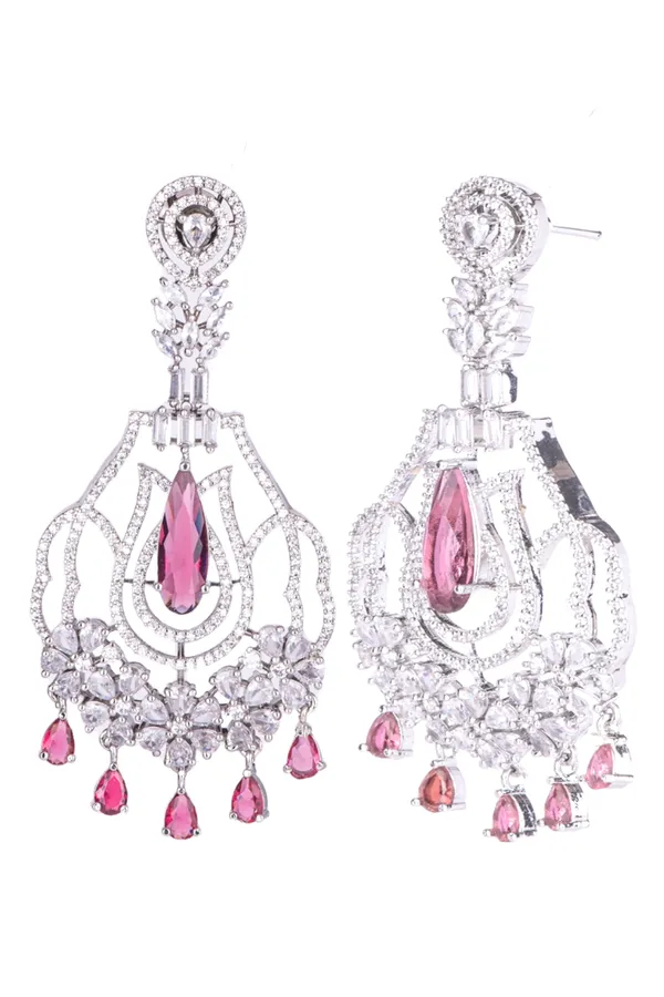 Hydro_Red_Brass_Silver_Plated_Handcrafted_Water_Resistance_CZ_Stone__Earrings_For_Women