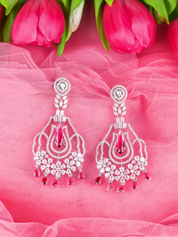 Hydro_Red_Brass_Silver_Plated_Handcrafted_Water_Resistance_CZ_Stone__Earrings_For_Women