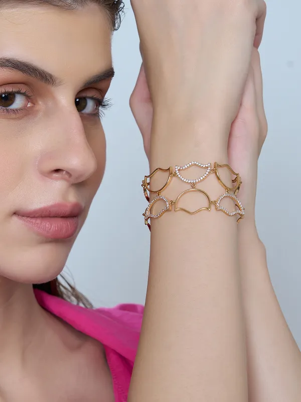 White_Brass__Gold_Plated_Handcrafted_Water_Resistance_CZ_Stone__Bracelet_For_Women
