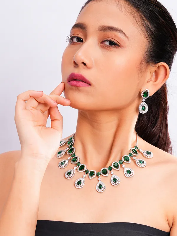 Green_Brass_Silver_Plated_Handcrafted_Water_Resistance_CZ_Stone__Necklace__Set_For_Women