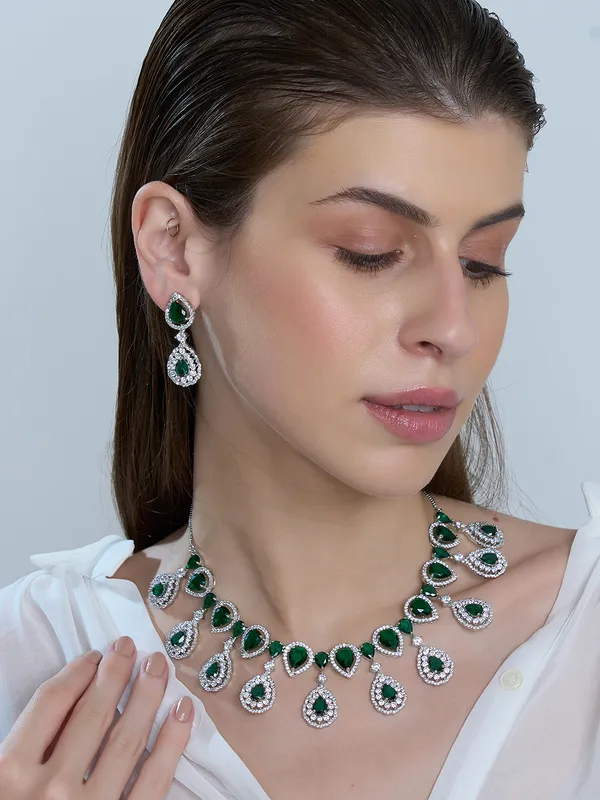 Green_Brass_Silver_Plated_Handcrafted_Water_Resistance_CZ_Stone__Necklace__Set_For_Women