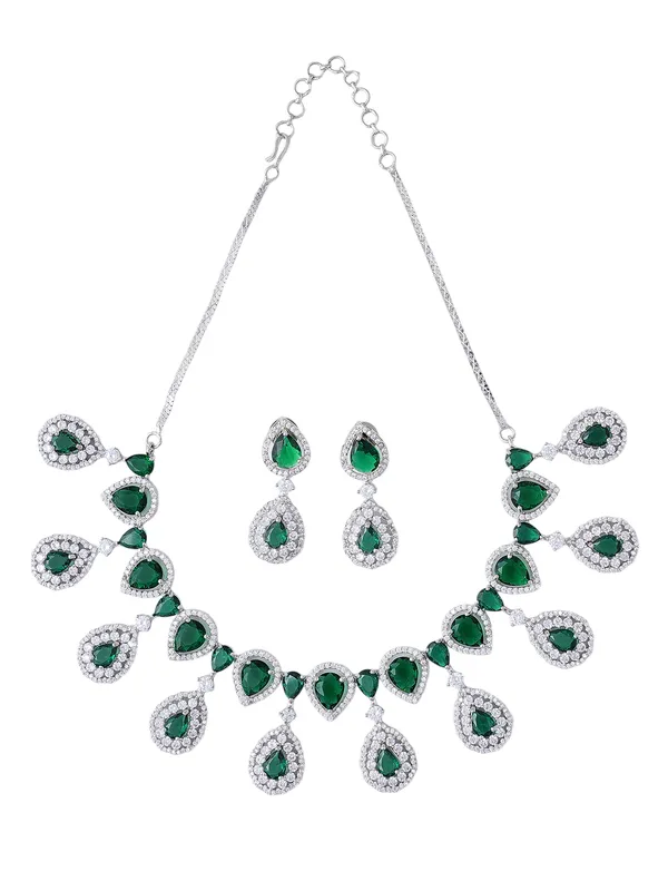 Green_Brass_Silver_Plated_Handcrafted_Water_Resistance_CZ_Stone__Necklace__Set_For_Women