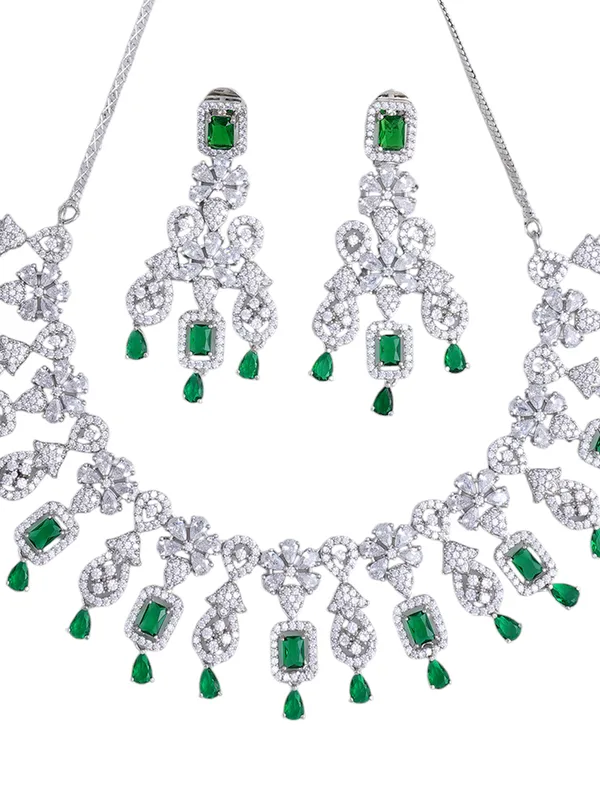Green_Brass_Silver_Plated_Handcrafted_Water_Resistance_CZ_Stone__Necklace__Set_For_Women