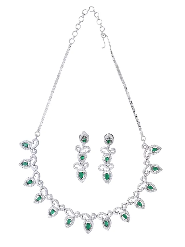 Green_Brass__Silver_Plated_Handcrafted_Water_Resistance_CZ_Stone__Necklace__Set_For_Women