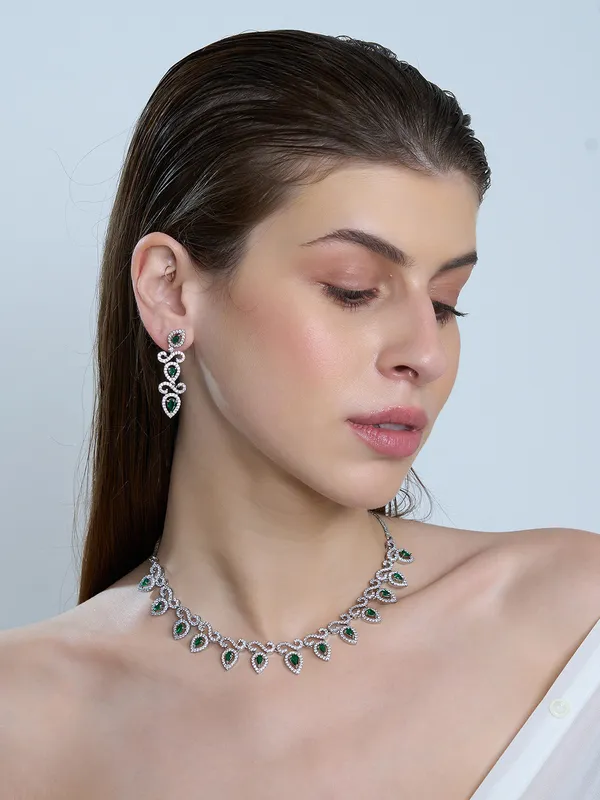 Green_Brass__Silver_Plated_Handcrafted_Water_Resistance_CZ_Stone__Necklace__Set_For_Women