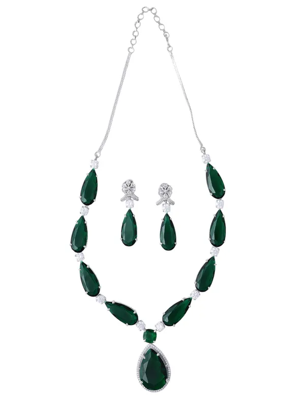 Green_Brass_Silver_Plated_Handcrafted_Water_Resistance_CZ_Stone__Necklace__Set_For_Women