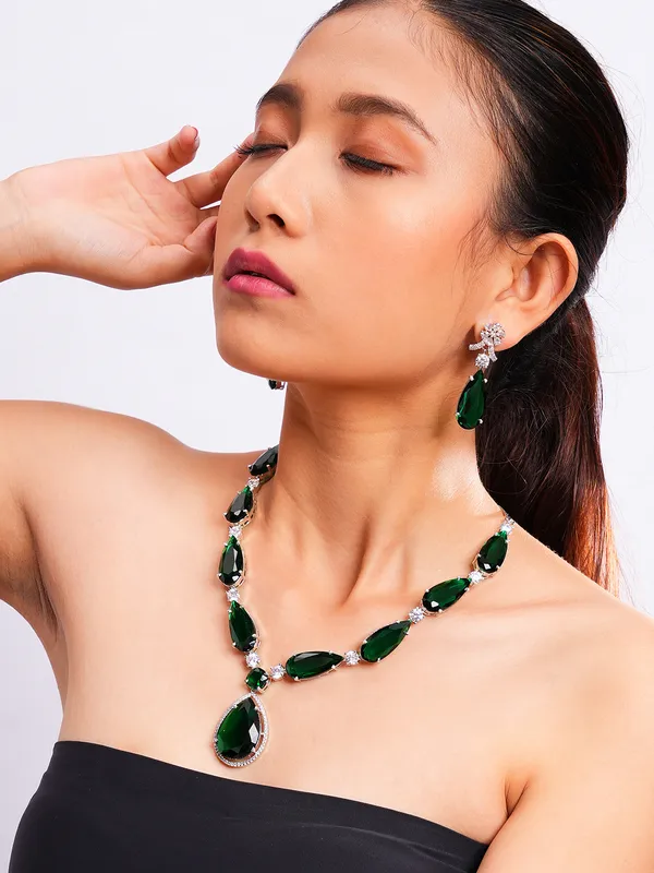 Green_Brass_Silver_Plated_Handcrafted_Water_Resistance_CZ_Stone__Necklace__Set_For_Women