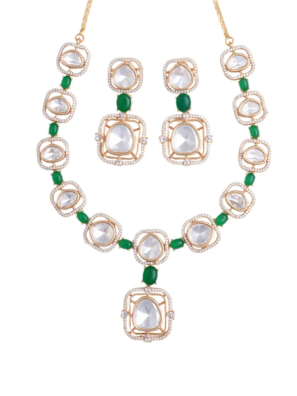 Green_Brass_Kundan_Rose_Gold__Handcrafted_Water_Resistance_CZ_Stone__Necklace_For_Women
