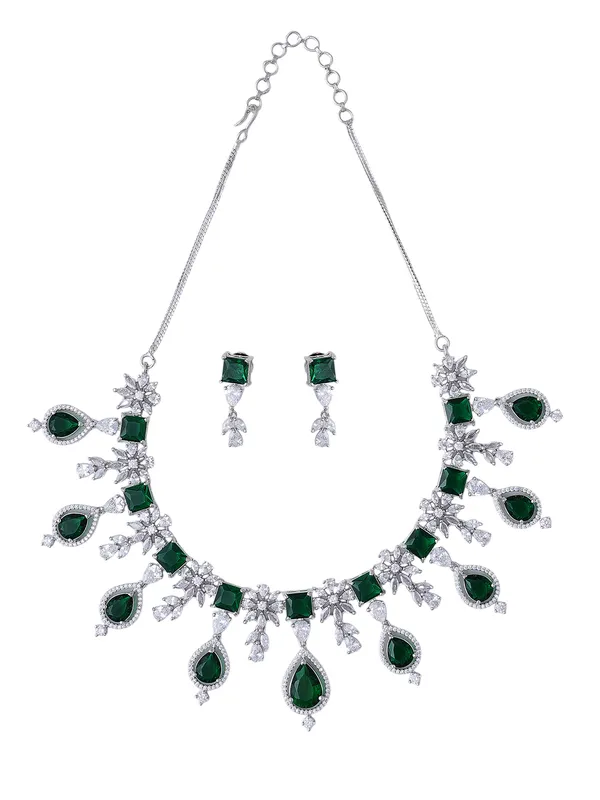 Green_Brass_Silver_Plated_Handcrafted_Water_Resistance_CZ_Stone__Necklace__Set_For_Women